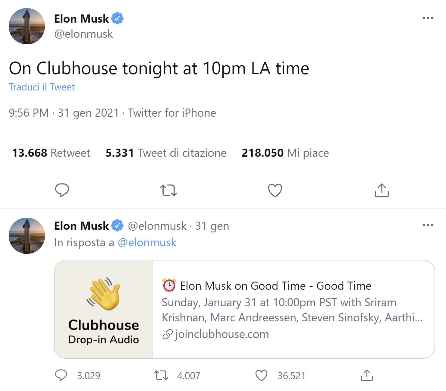 elon musk clubhouse